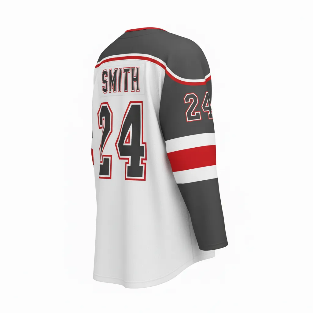 Custom Ice Hockey Game Day Home Jersey - Custom Design - Charcoal Shadow - Back View - Kinexa Sportswear