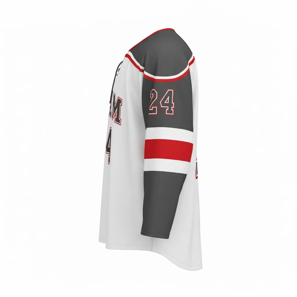 Custom Ice Hockey Game Day Home Jersey - Custom Design - Charcoal Shadow - Side View - Kinexa Sportswear
