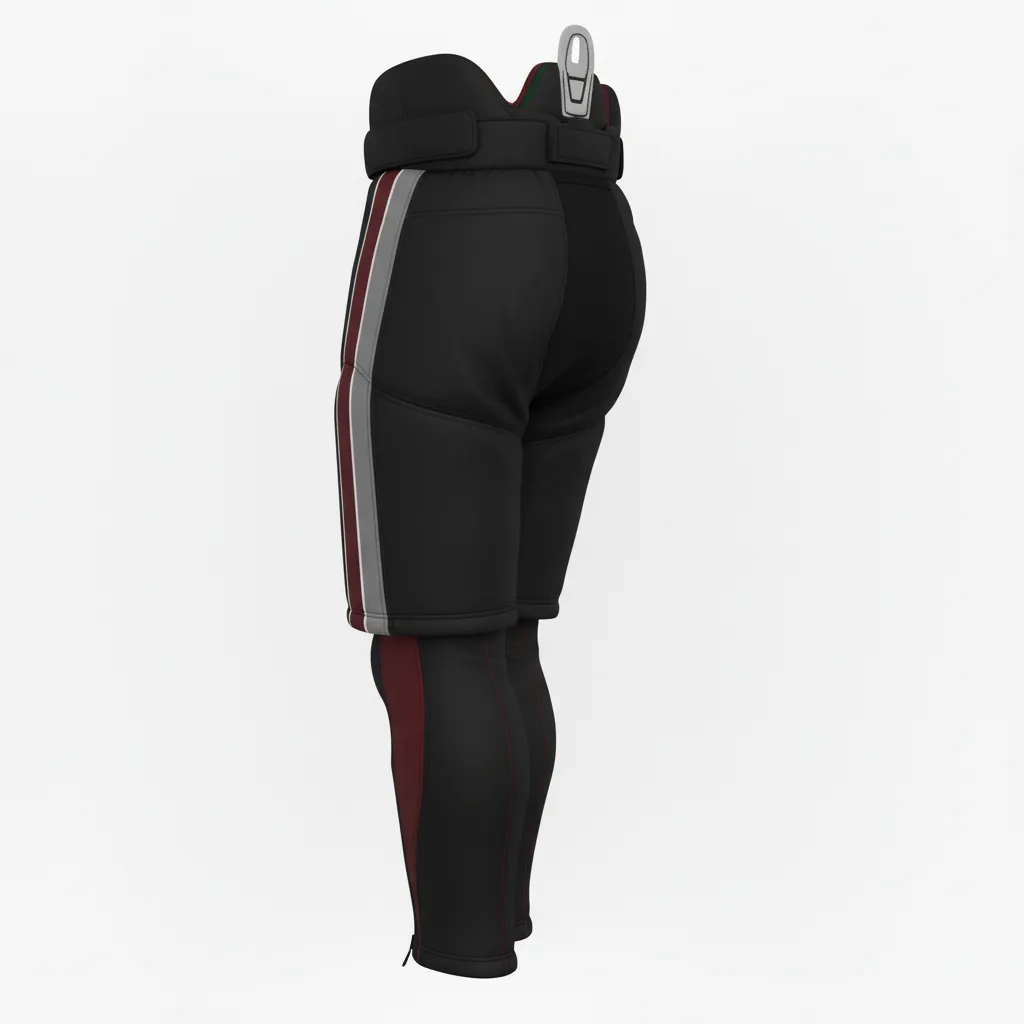 Custom Ice Hockey Hockey Shell - Black, Red, White - Pantshell - Back View - Kinexa Sportswear