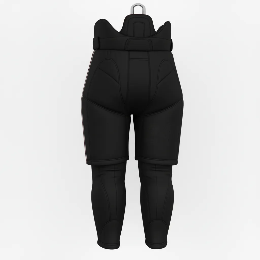 Custom Ice Hockey Hockey Shell - Black, Silver, White - Pantshell - Back View - Kinexa Sportswear