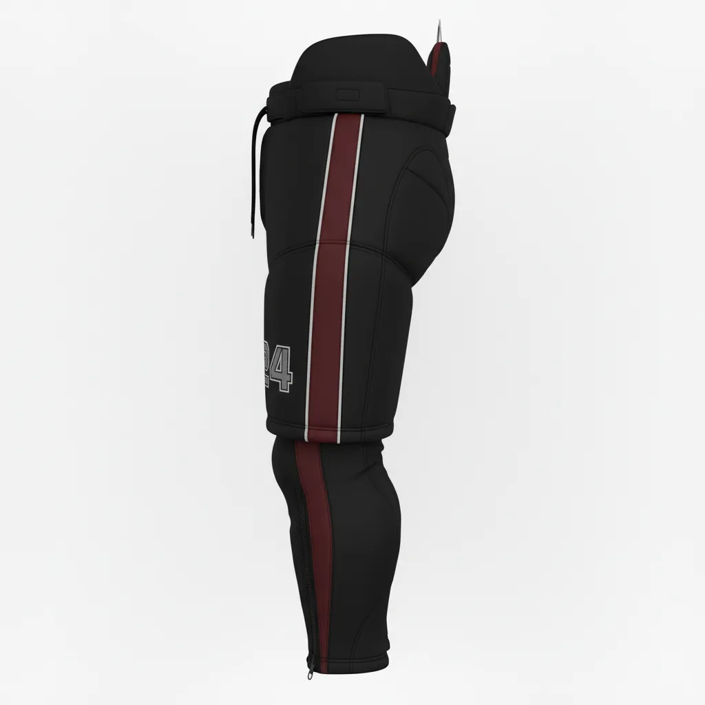 Custom Ice Hockey Hockey Shell - Black, Silver, White - Pantshell - Side View - Kinexa Sportswear