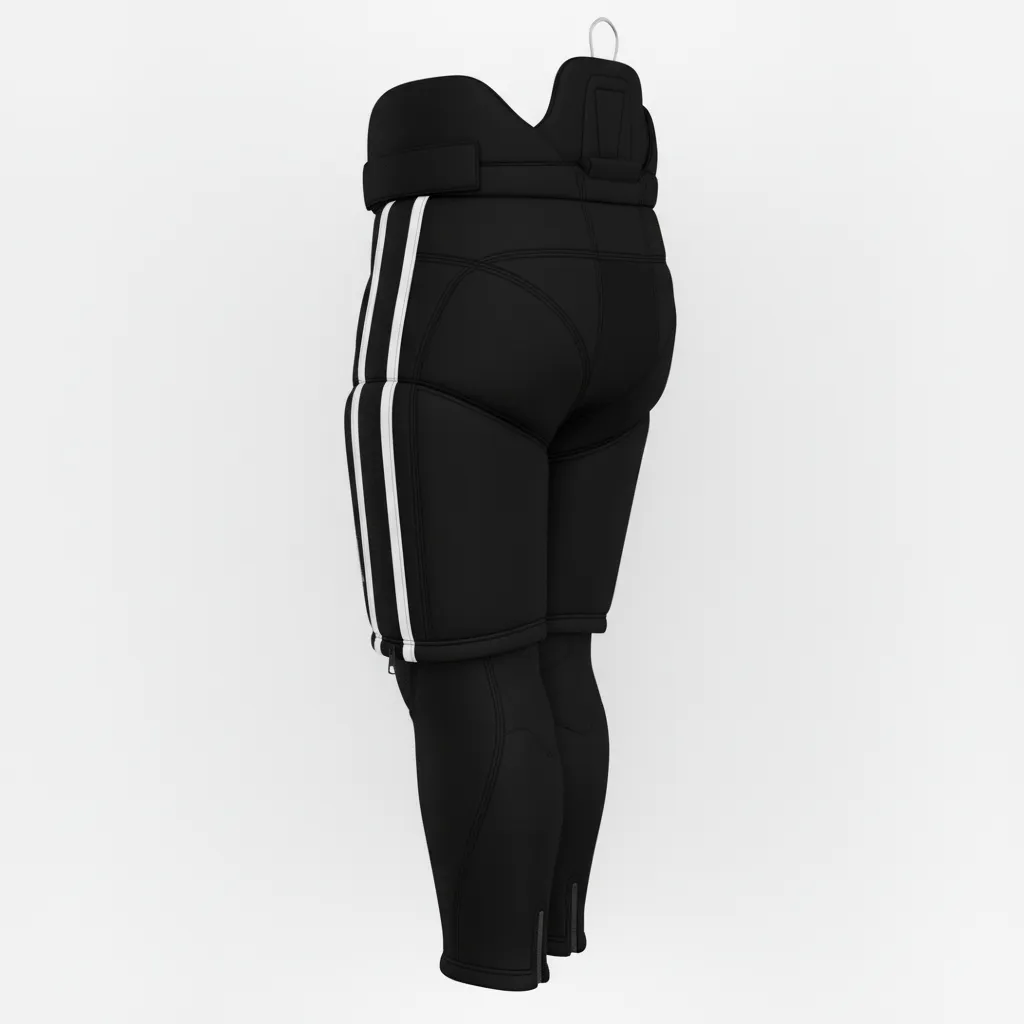 Custom Ice Hockey Hockey Shell - Black, White, Grey - Pantshell - Back View - Kinexa Sportswear