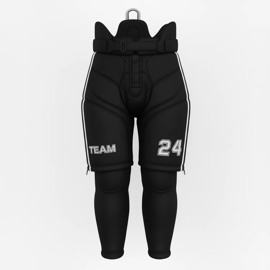 Custom Ice Hockey Hockey Shell - Black, White, Grey - Pantshell - Front View - Kinexa Sportswear