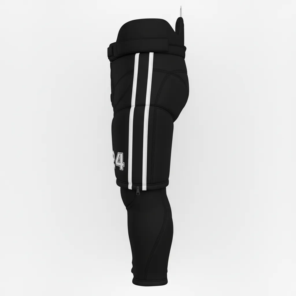 Custom Ice Hockey Hockey Shell - Black, White, Grey - Pantshell - Side View - Kinexa Sportswear