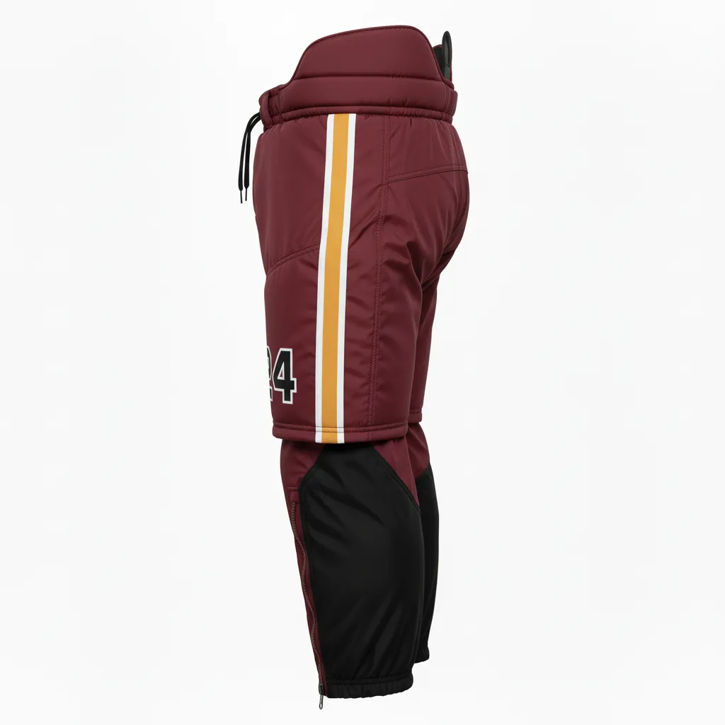 Custom Ice Hockey Hockey Shell - Black, White - Pantshell Cardinal - Back View - Kinexa Sportswear