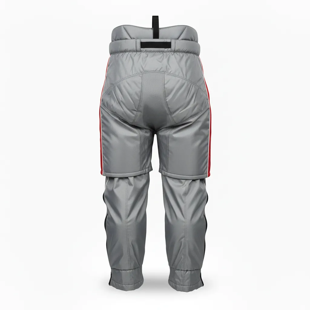 Custom Ice Hockey Hockey Shell - Red, White - Pantshell Charcoal - Back View - Kinexa Sportswear