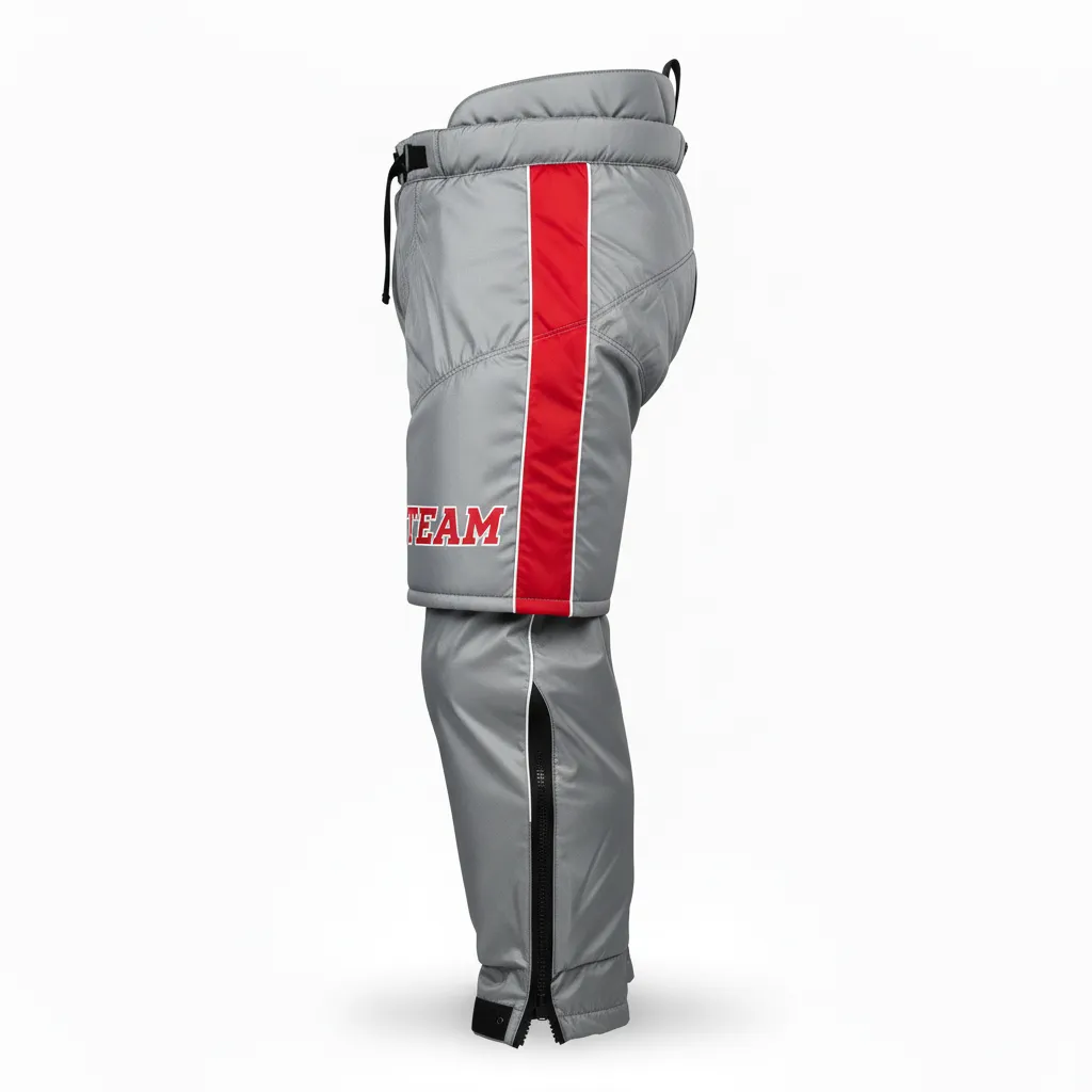 Custom Ice Hockey Hockey Shell - Red, White - Pantshell Charcoal - Front View - Kinexa Sportswear