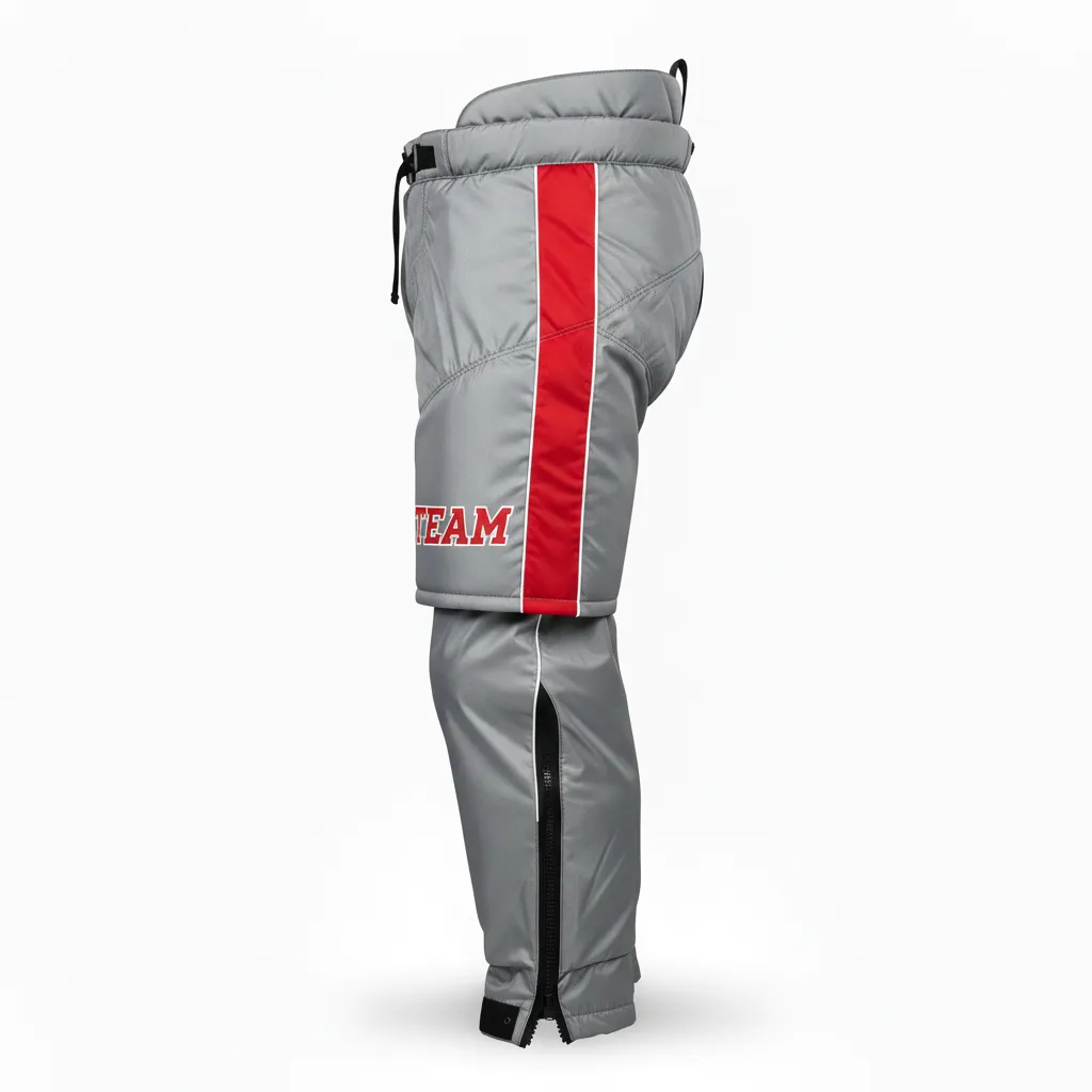 Custom Ice Hockey Hockey Shell - Red, White - Pantshell Charcoal - Side View - Kinexa Sportswear