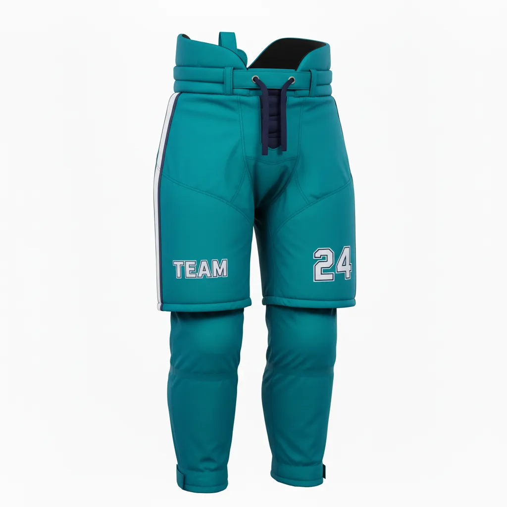 Custom Ice Hockey Hockey Shell - White, Navy - Pantshell Columbia - Front View - Kinexa Sportswear