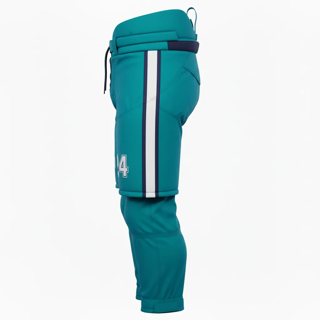 Custom Ice Hockey Hockey Shell - White, Navy - Pantshell Columbia - Side View - Kinexa Sportswear