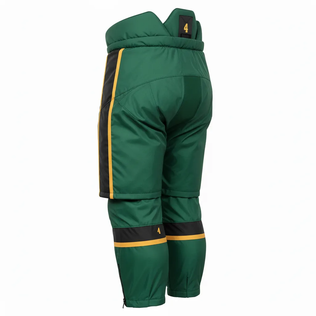 Custom Ice Hockey Hockey Shell - Black, Gold - Pantshell Forest - Back View - Kinexa Sportswear