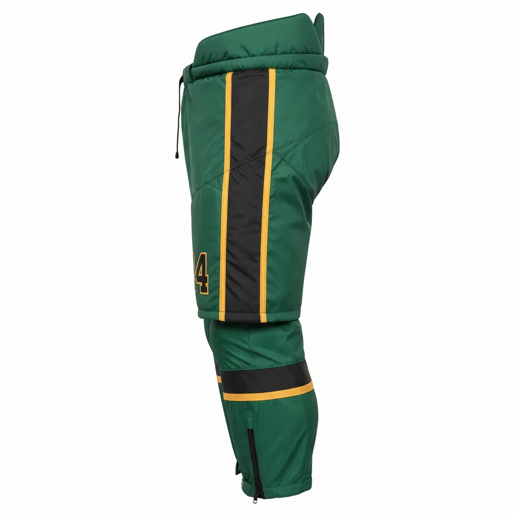 Custom Ice Hockey Hockey Shell - Black, Gold - Pantshell Forest - Side View - Kinexa Sportswear