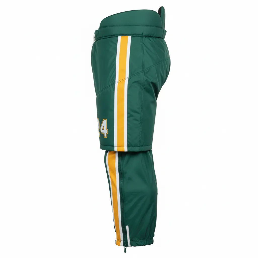 Custom Ice Hockey Hockey Shell - Gold, White - Pantshell Forest - Side View - Kinexa Sportswear