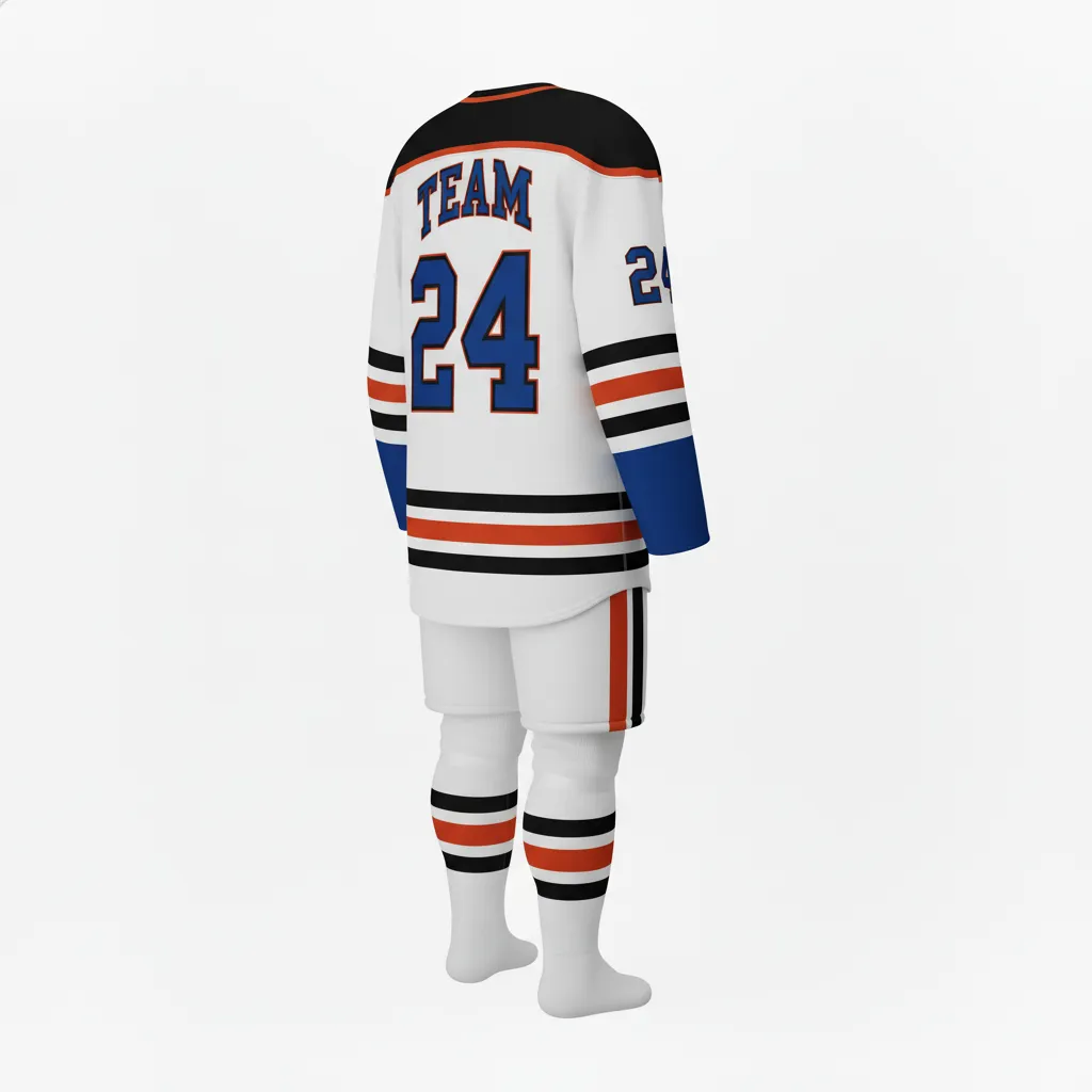 Custom Ice Hockey Home Uniform - Black, Red - Back View - Kinexa Sportswear
