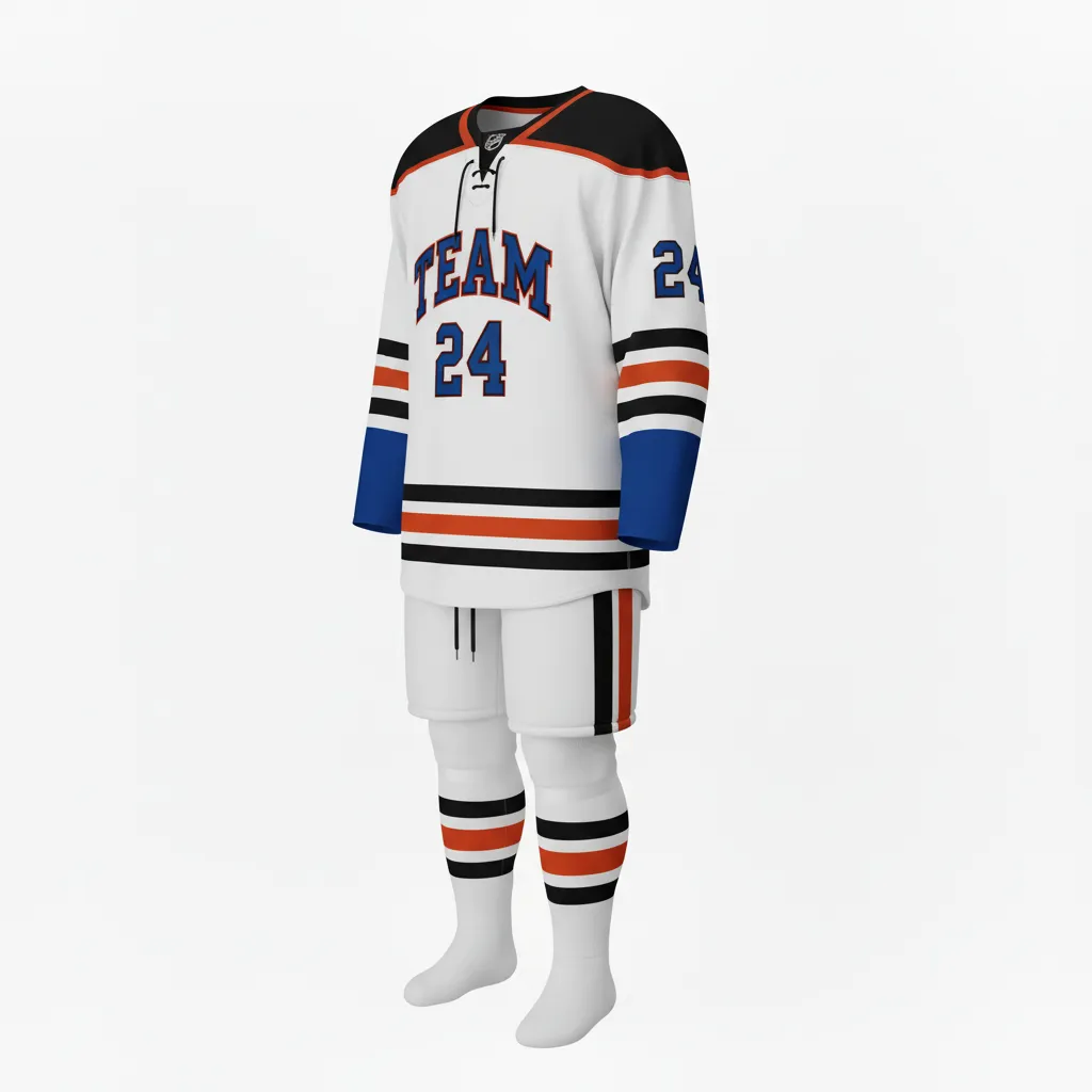 Custom Ice Hockey Home Uniform - Black, Red - Front View - Kinexa Sportswear