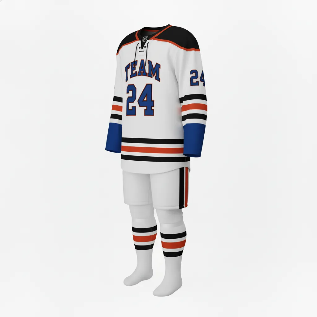 Custom Ice Hockey Home Uniform - Black, Silver - Front View - Kinexa Sportswear