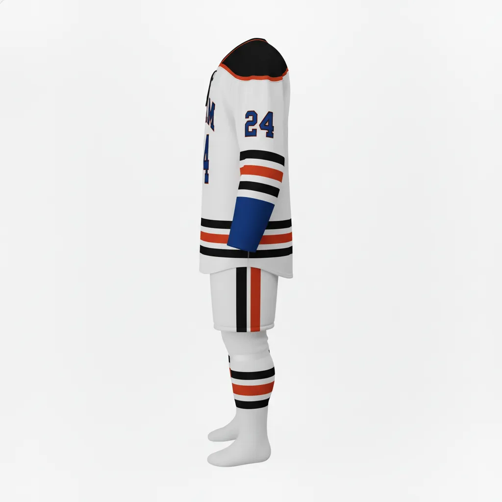 Custom Ice Hockey Home Uniform - Black, Silver - Side View - Kinexa Sportswear
