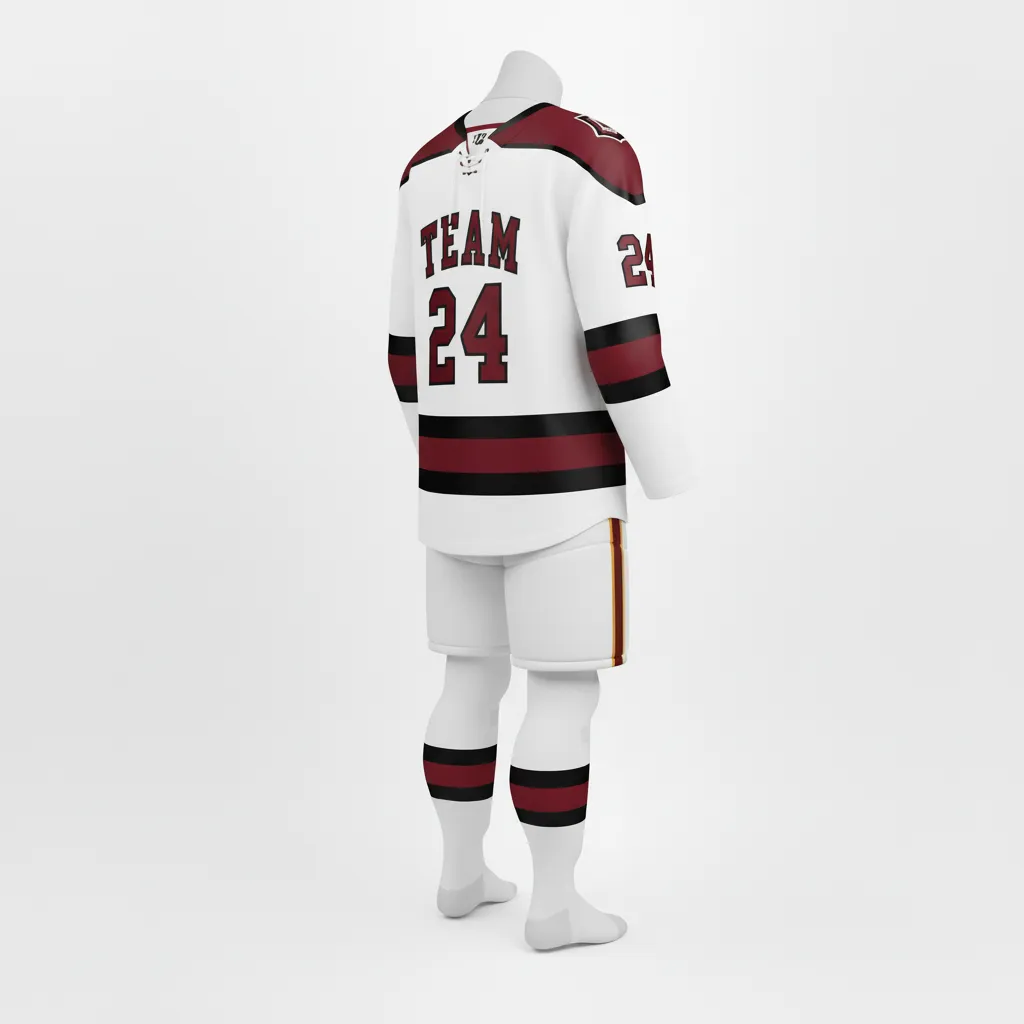 Custom Ice Hockey Home Uniform - Burgundy, Silver - Front View - Kinexa Sportswear
