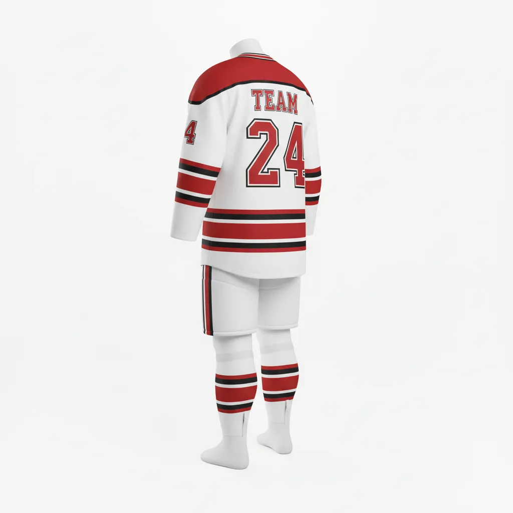 Custom Ice Hockey Home Uniform - Custom Design - Cardinal Power - Back View - Kinexa Sportswear