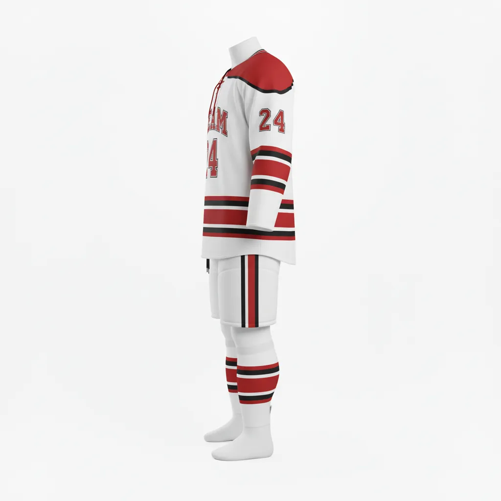 Custom Ice Hockey Home Uniform - Custom Design - Cardinal Power - Side View - Kinexa Sportswear