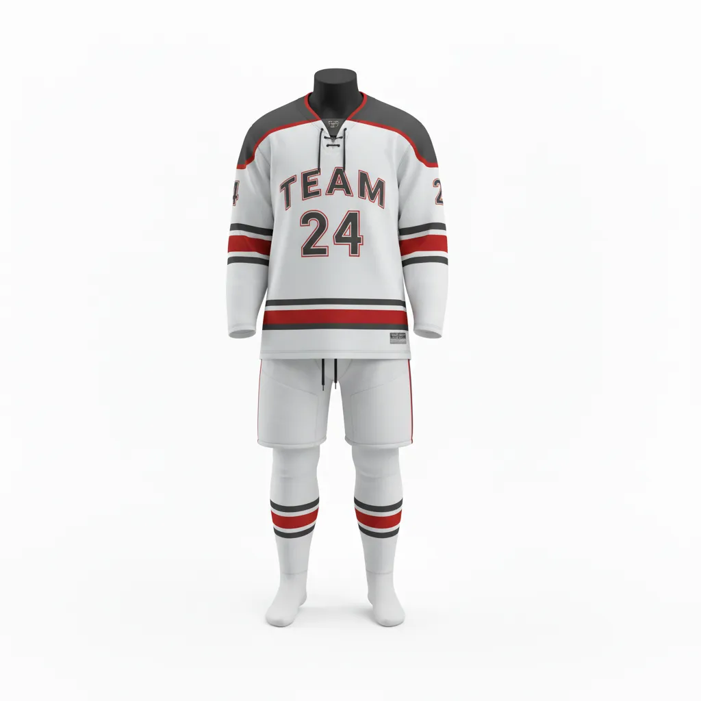 Custom Ice Hockey Home Uniform - Gold - Charcoal - Front View - Kinexa Sportswear
