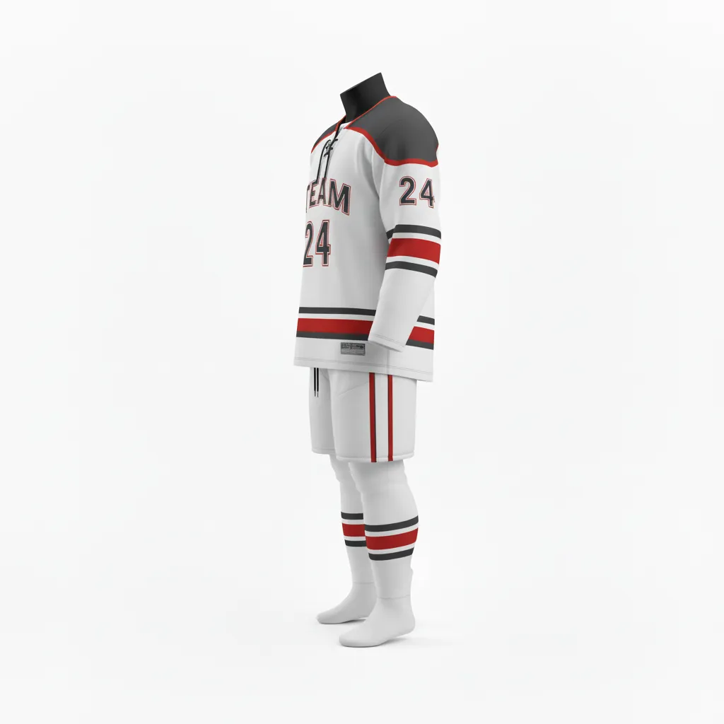 Custom Ice Hockey Home Uniform - Navy - Charcoal - Side View - Kinexa Sportswear