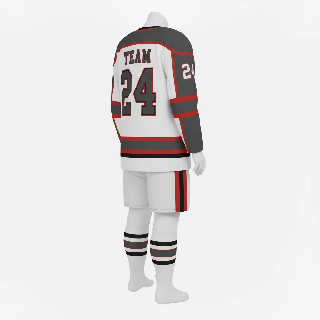 Custom Ice Hockey Home Uniform - Custom Design - Charcoal Shadow - Back View - Kinexa Sportswear