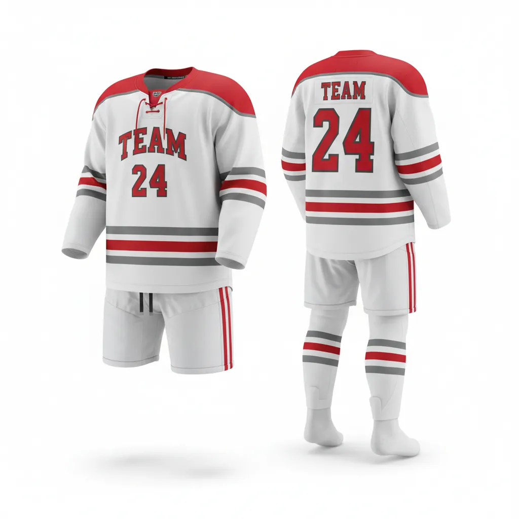 Custom Ice Hockey Home Uniform - White - Classic - Front View - Kinexa Sportswear