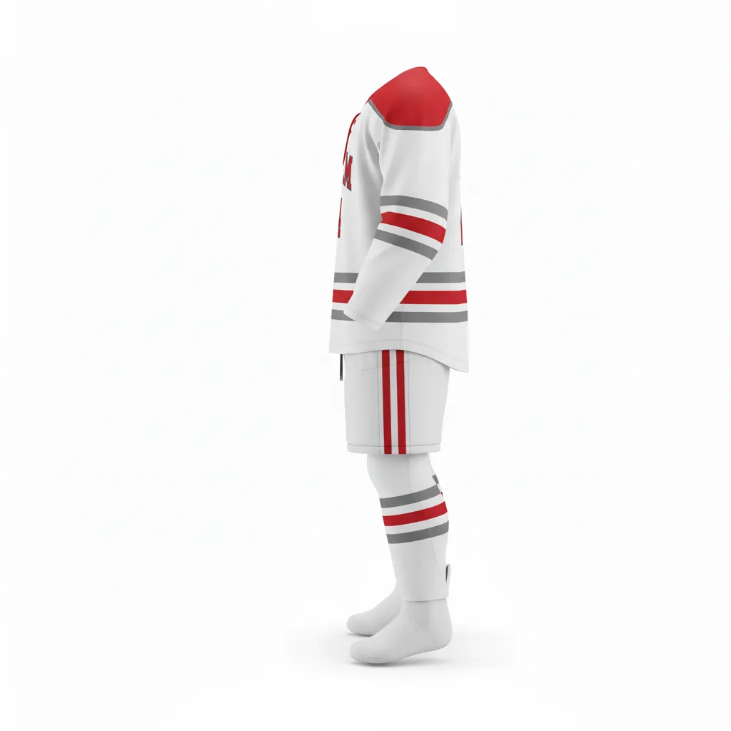 Custom Ice Hockey Home Uniform - White - Classic - Side View - Kinexa Sportswear