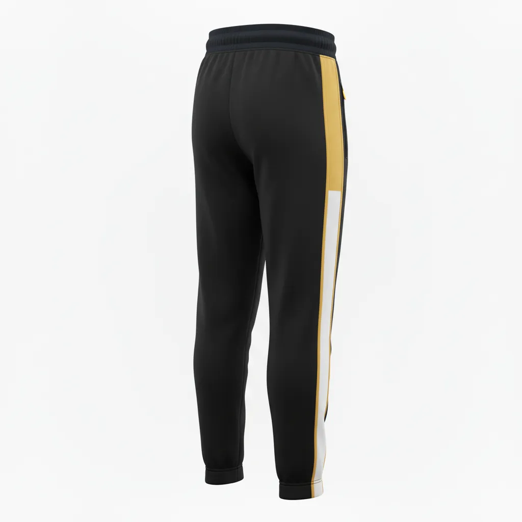Custom Ice Hockey Jogger Pant - Black, Gold, White - Back View - Kinexa Sportswear