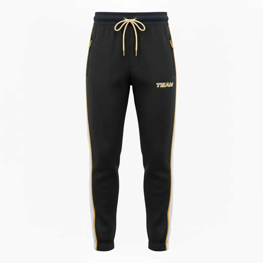 Custom Ice Hockey Jogger Pant - Black, Gold, White - Front View - Kinexa Sportswear