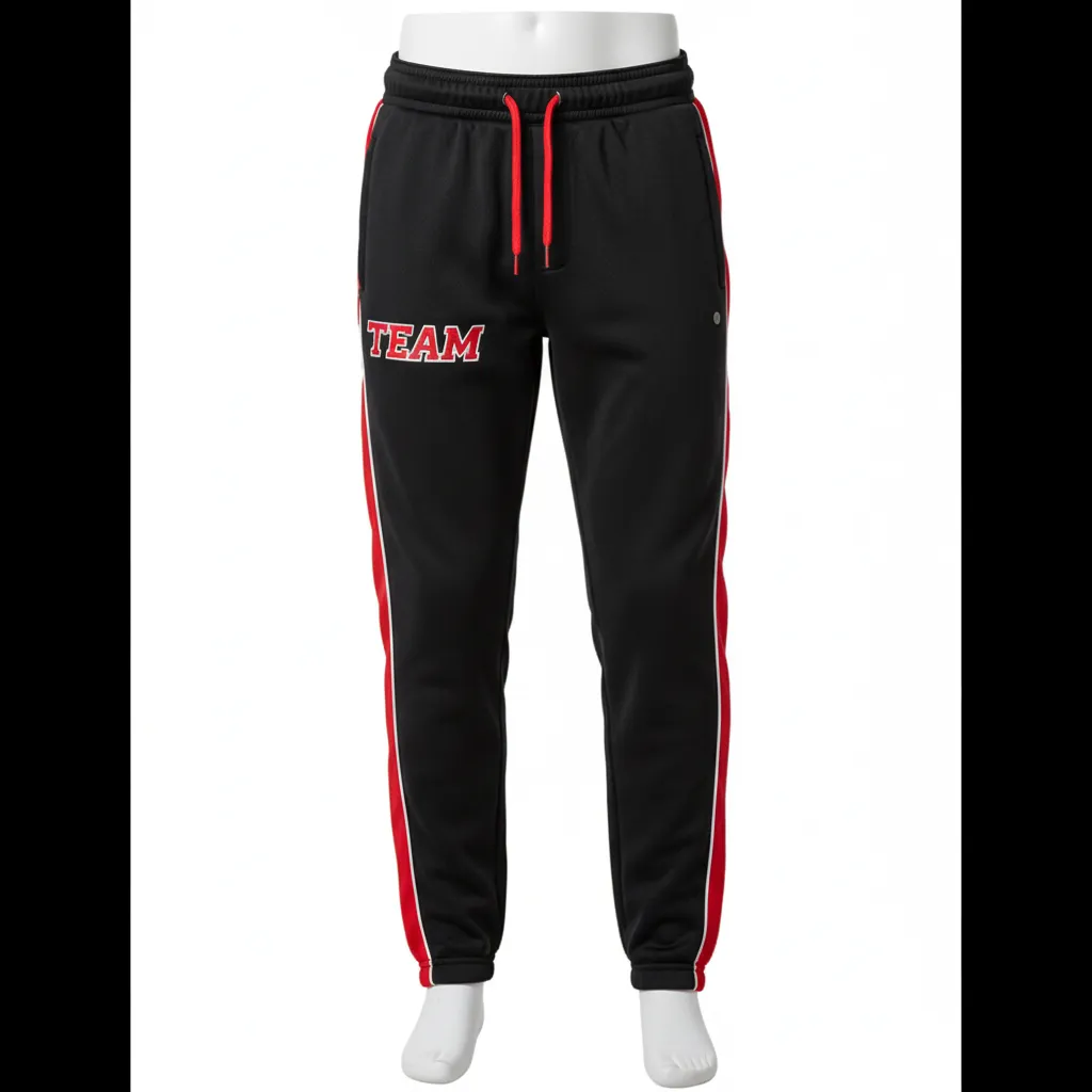 Custom Ice Hockey Jogger Pant - Black, Red, White - Front View - Kinexa Sportswear