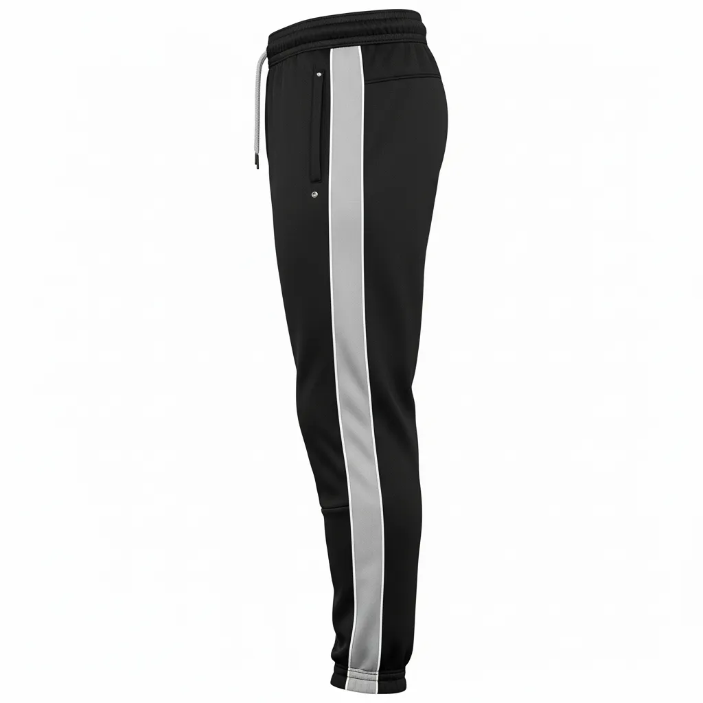 Custom Ice Hockey Jogger Pant - Black, Silver, White - Side View - Kinexa Sportswear