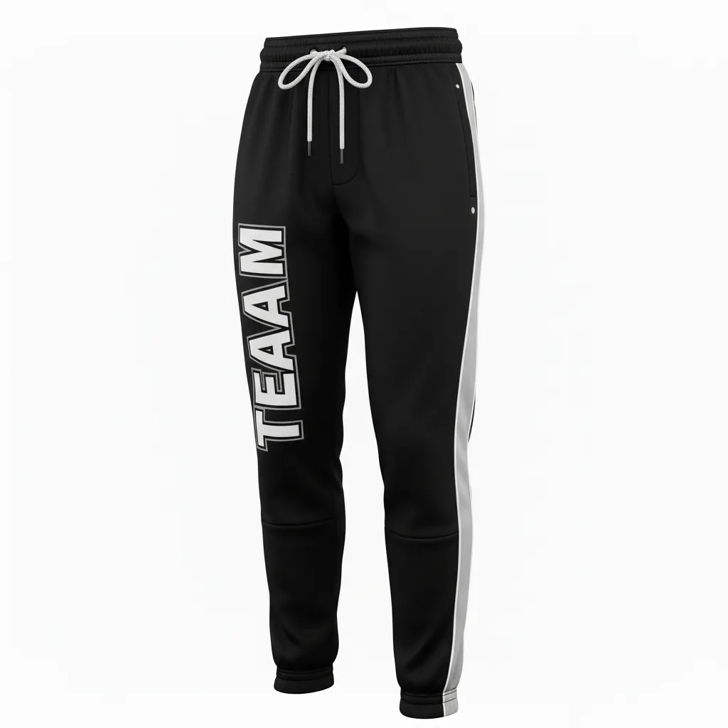 Custom Ice Hockey Jogger Pant - Black, White, Grey - Front View - Kinexa Sportswear
