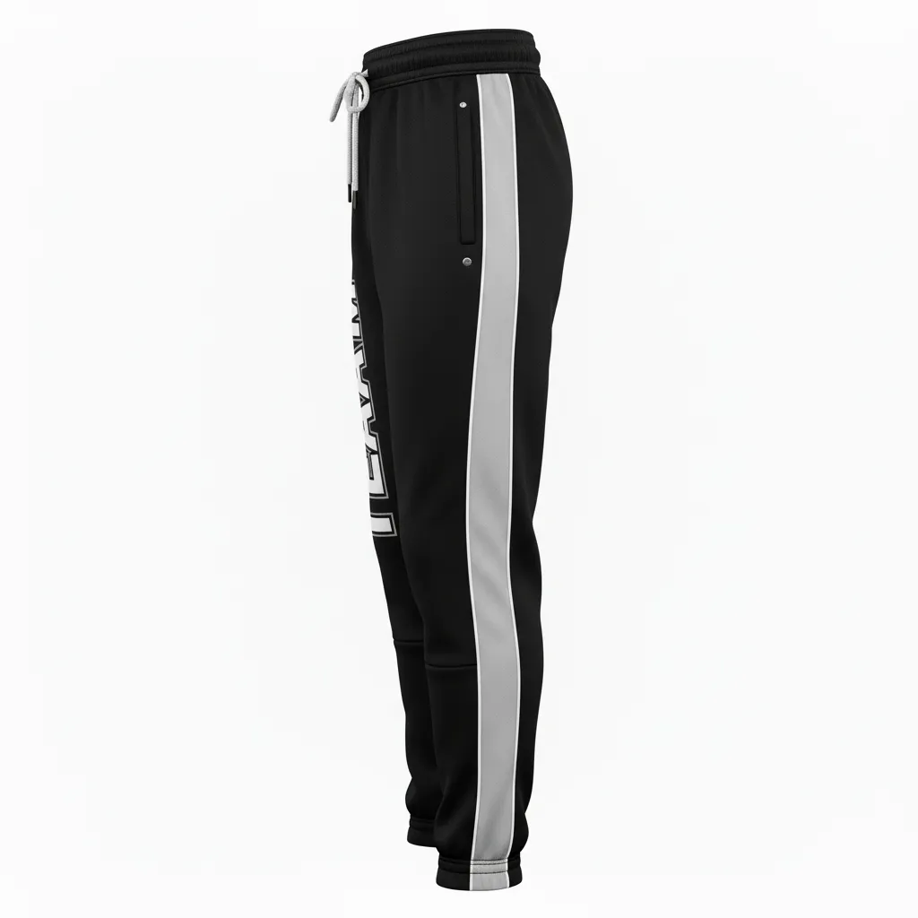 Custom Ice Hockey Jogger Pant - Black, White, Grey - Side View - Kinexa Sportswear