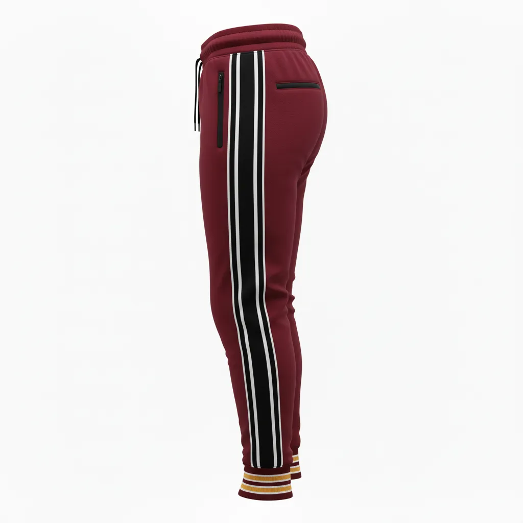Custom Ice Hockey Jogger Pant - Black, White - Cardinal - Back View - Kinexa Sportswear