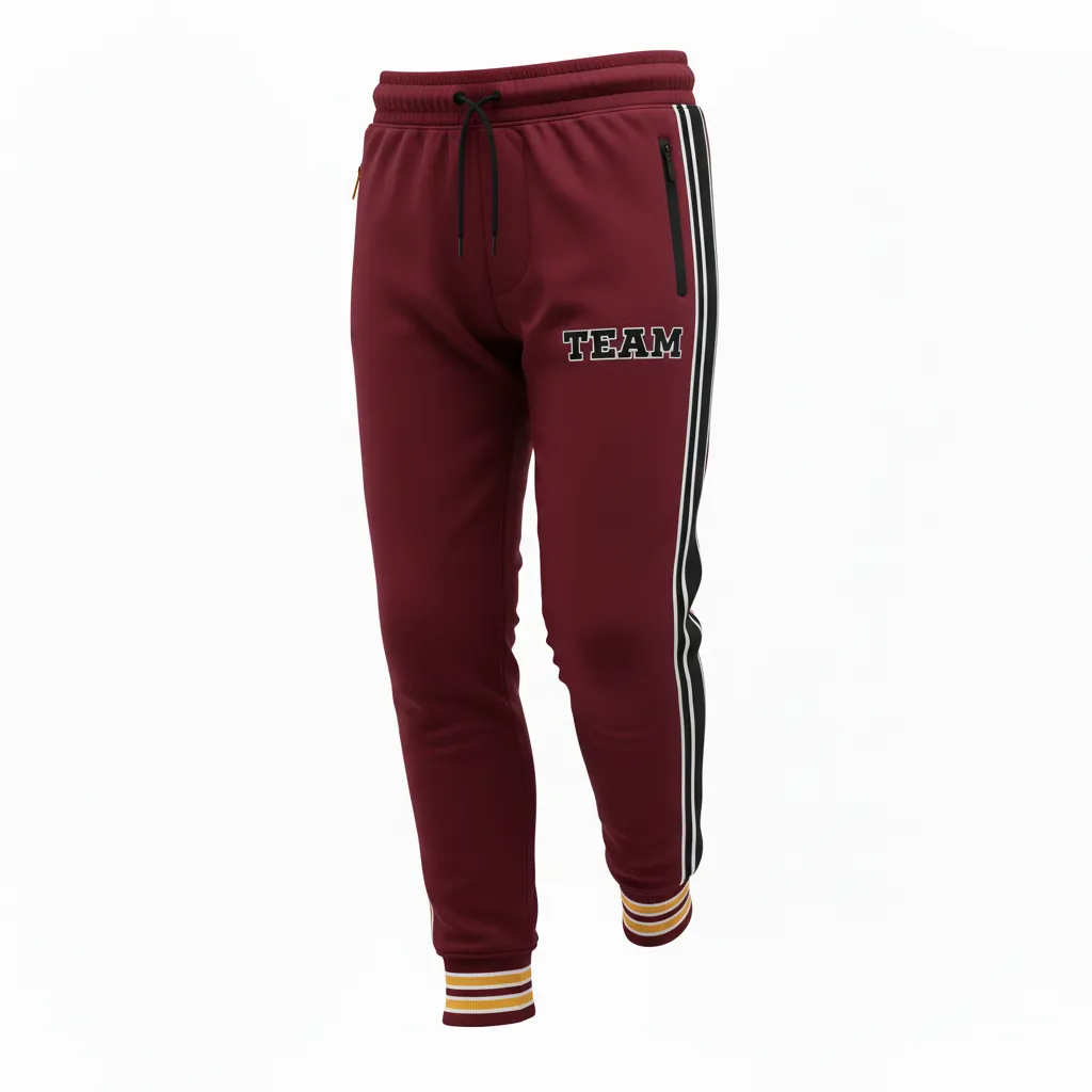 Custom Ice Hockey Jogger Pant - Black, White - Cardinal - Front View - Kinexa Sportswear