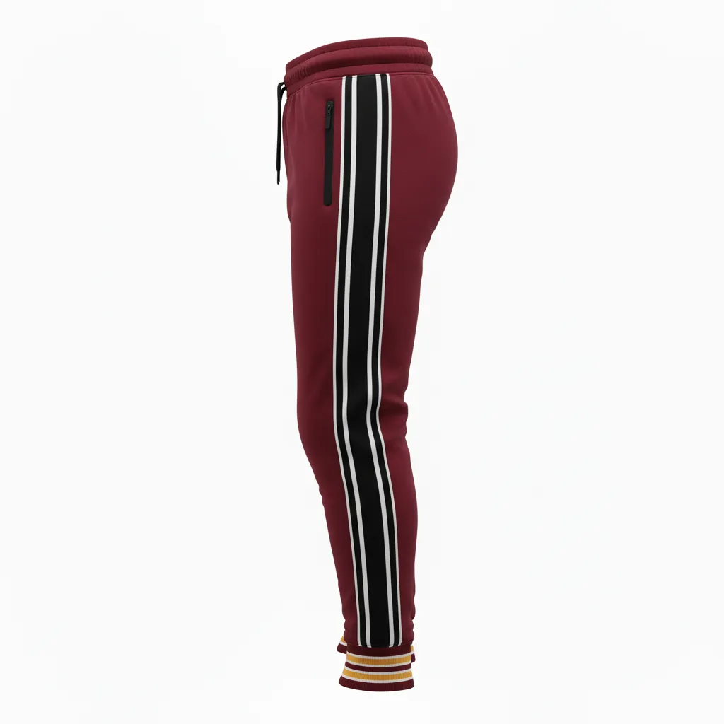 Custom Ice Hockey Jogger Pant - Black, White - Cardinal - Side View - Kinexa Sportswear