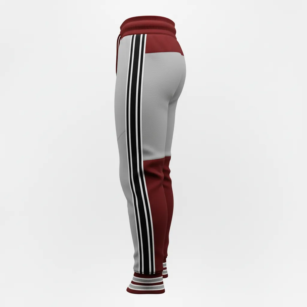Custom Ice Hockey Jogger Pant - Red, White - Charcoal - Back View - Kinexa Sportswear