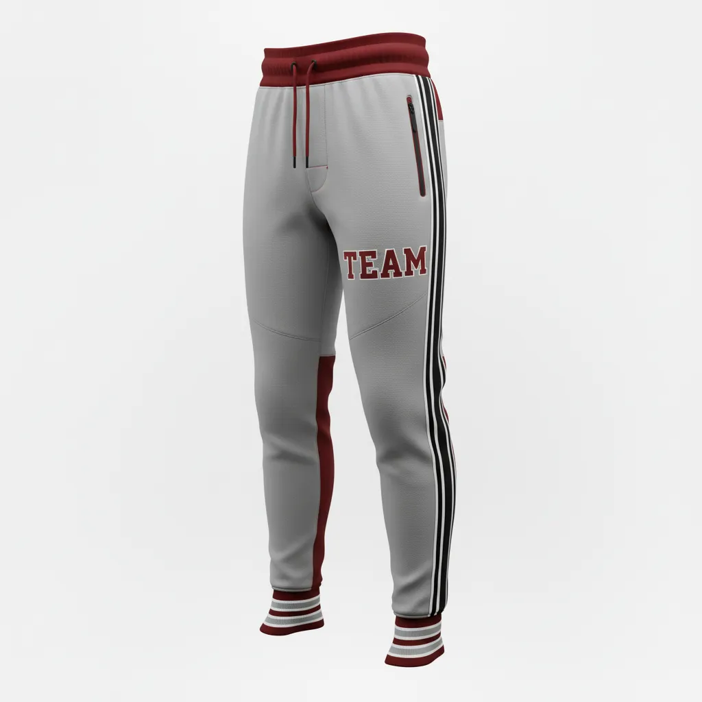 Custom Ice Hockey Jogger Pant - Red, White - Charcoal - Front View - Kinexa Sportswear