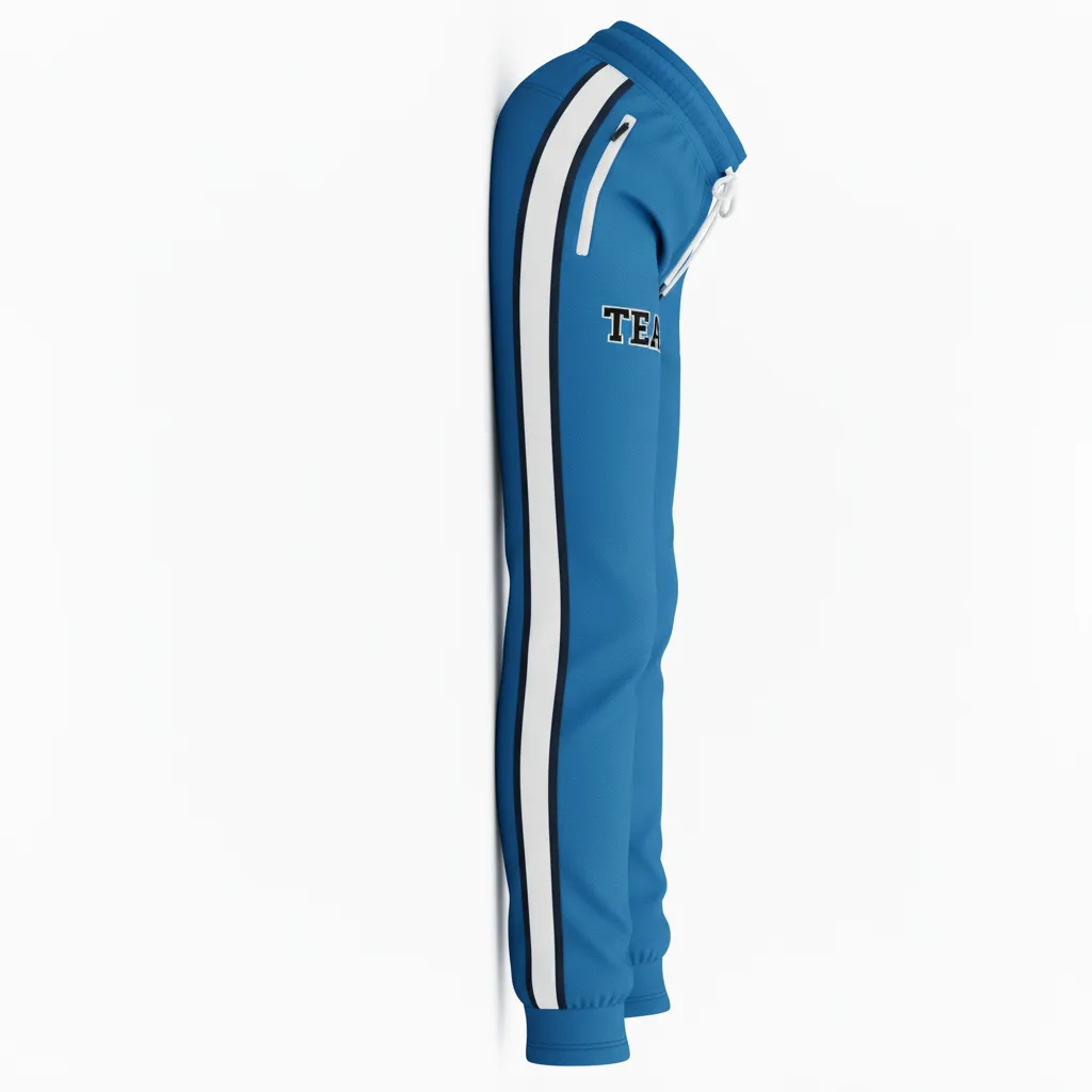 Custom Ice Hockey Jogger Pant - Black, White - Columbia - Side View - Kinexa Sportswear