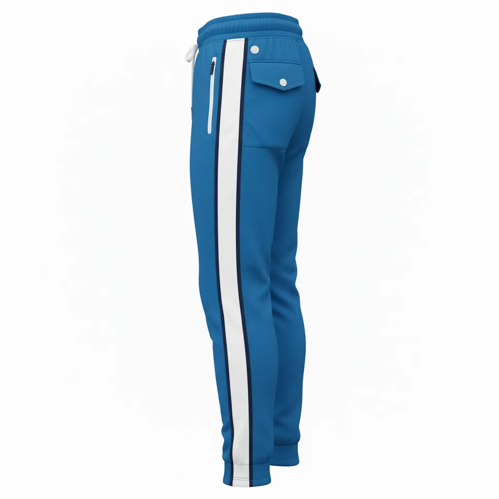 Custom Ice Hockey Jogger Pant - White, Navy - Columbia - Back View - Kinexa Sportswear