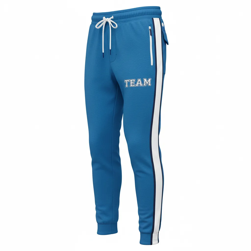 Custom Ice Hockey Jogger Pant - White, Navy - Columbia - Front View - Kinexa Sportswear