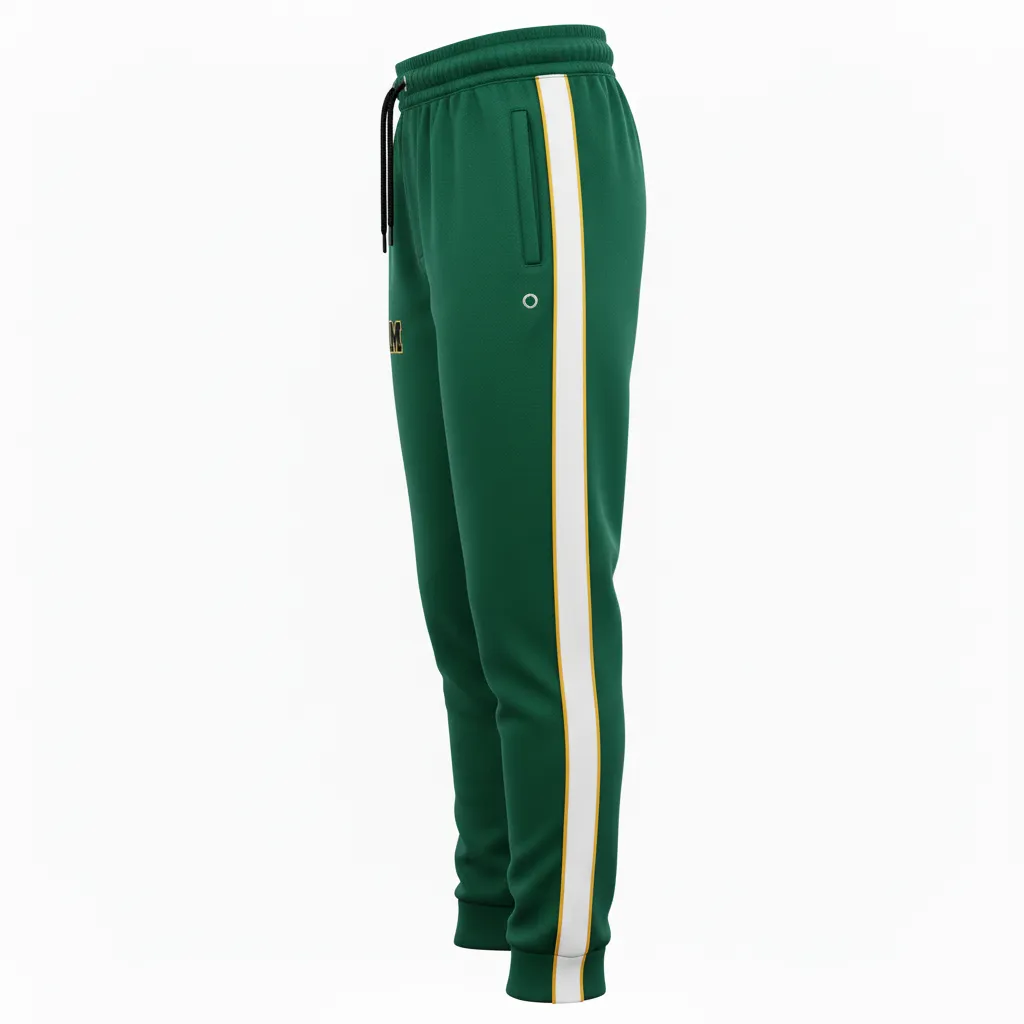 Custom Ice Hockey Jogger Pant - Black, Gold - Forest - Side View - Kinexa Sportswear