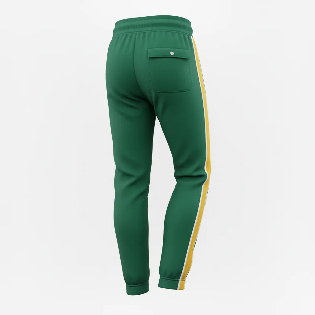 Custom Ice Hockey Jogger Pant - Gold, White - Forest - Back View - Kinexa Sportswear