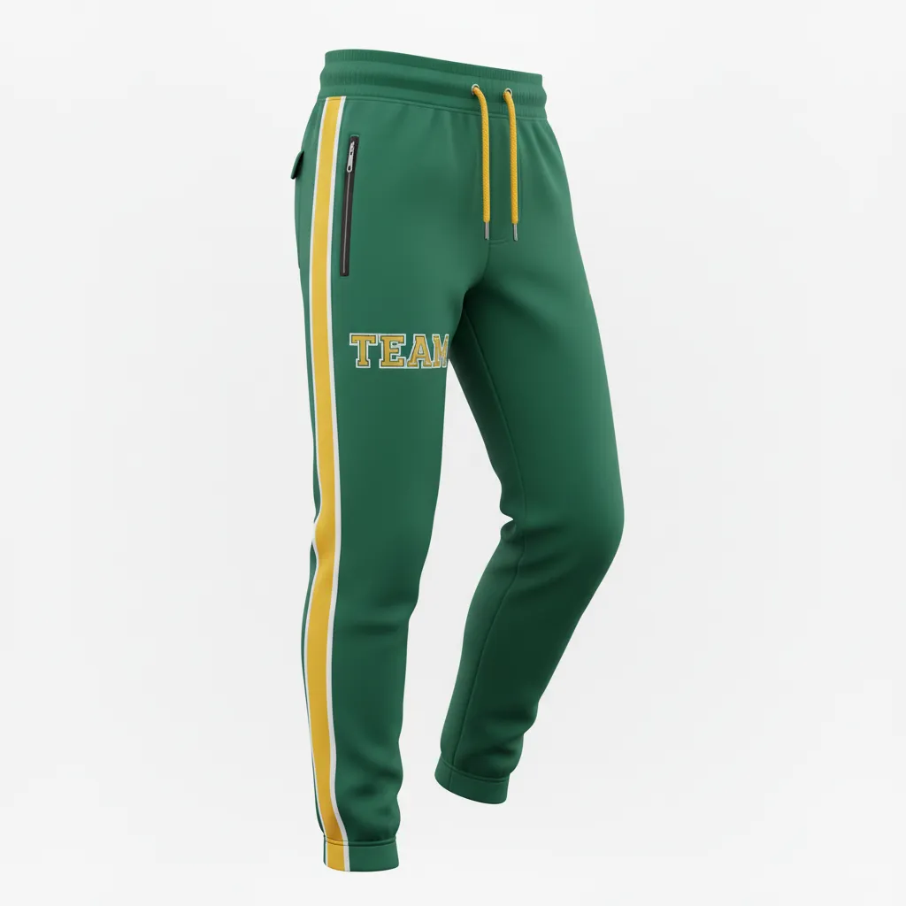 Custom Ice Hockey Jogger Pant - Gold, White - Forest - Front View - Kinexa Sportswear