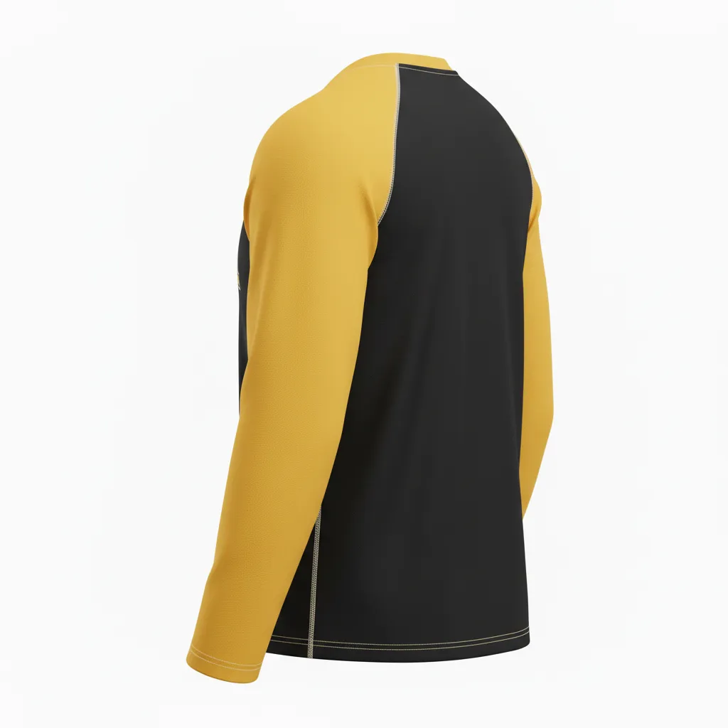 Custom Ice Hockey Long Sleeve T Shirt - Black, Gold, White - Longtee - Back View - Kinexa Sportswear