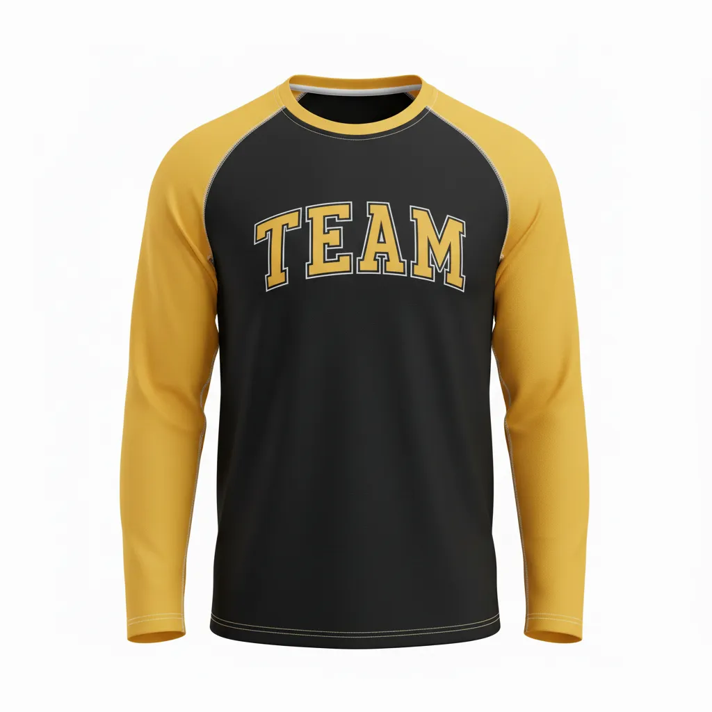Custom Ice Hockey Long Sleeve T Shirt - Black, Gold, White - Longtee - Front View - Kinexa Sportswear