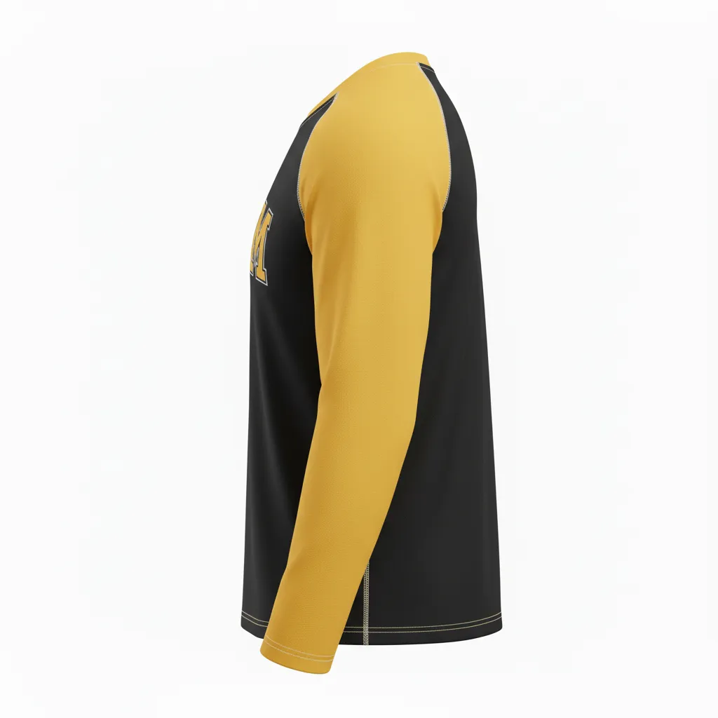 Custom Ice Hockey Long Sleeve T Shirt - Black, Gold, White - Longtee - Side View - Kinexa Sportswear