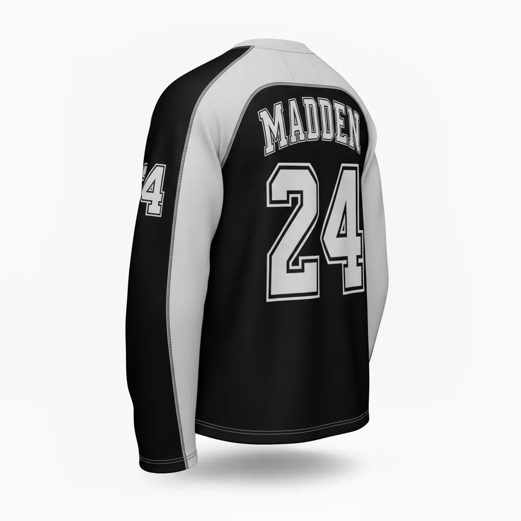 Custom Ice Hockey Long Sleeve T Shirt - Black, White, Grey - Longtee - Back View - Kinexa Sportswear